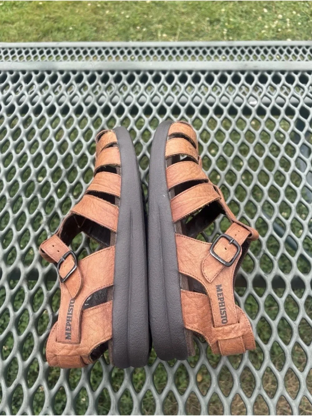 Mephisto Men's Sam Sandals Tan Grain Leather US 8 /EU 42